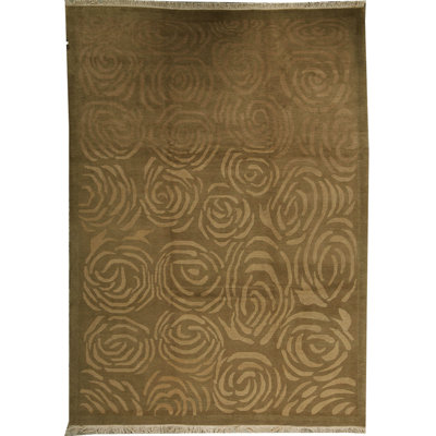 Tibetan Wool Abstract Area Rug in Dark Goldenrod