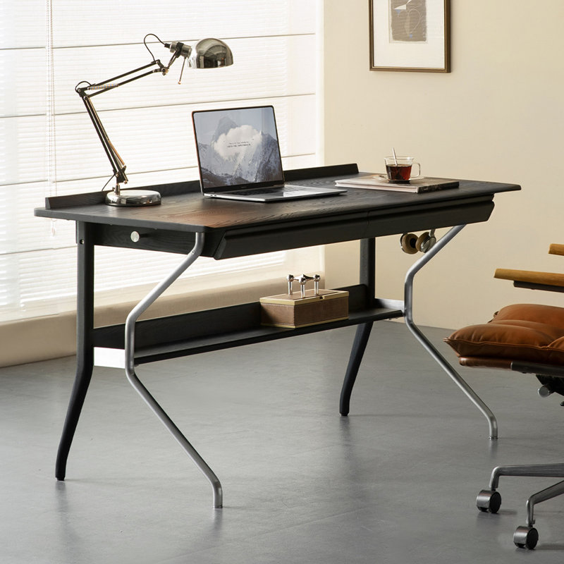 Bureau rectangulaire en bois massif noir, H 29,17 po x l 55,12 po x P 25,59 po