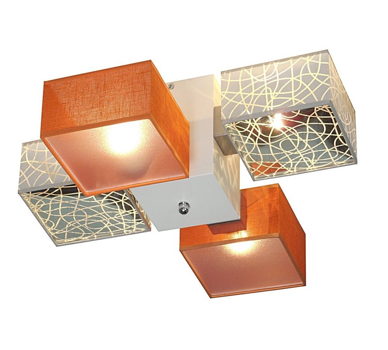 Miranda Semi Flush Mount, Light Brown, Silver and orange