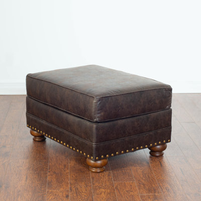 Amarin Fabric Upholstered Nailhead Ottoman