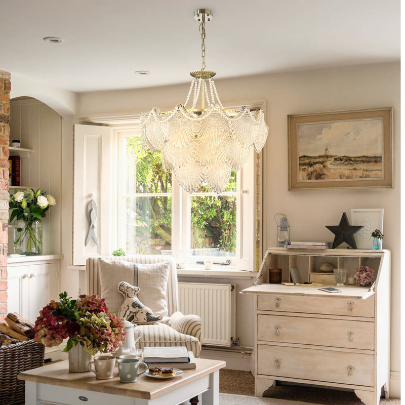 8-Light Tiered Gold K9 Crystal Chandelier