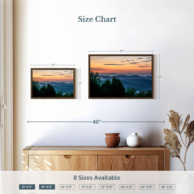 Blue Ridge, 19 po x 13 po, Cadre flottant noyer