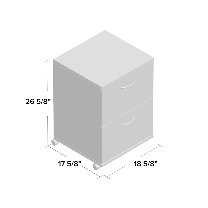 18.6'' Wide 2 -Drawer Mobile File Cabinet, Black