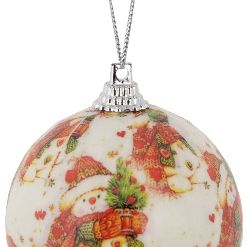14-Piece Snowman Decoupage Christmas Ball Ornament Set
