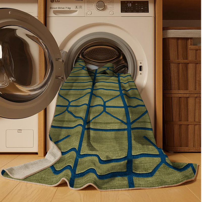 Tapis brun treillis lavable à la machine, Rectangulaire 3 pi x 5 pi