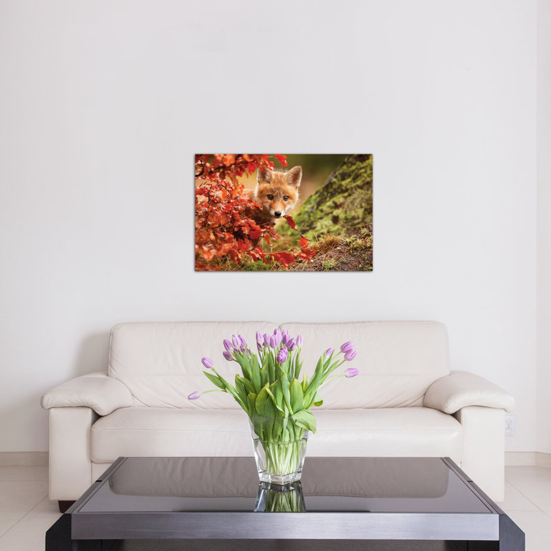 « fox », reproduction de photo sur toile tendue, H 12 po x l 18 po x P 1,5 po, Pas de tapis, Toile tendue