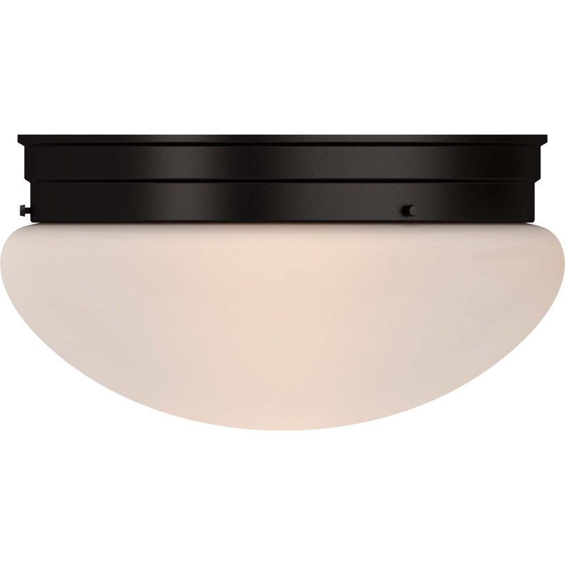 2-Light 11.5"W Indoor Antique Bronze Flush Mount with White Glass, Antique Bronze
