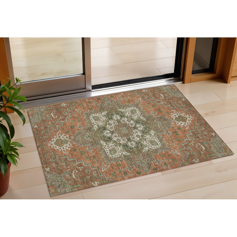 Tapis oriental lavable d'intérieur brun 3 pi x 5 pi