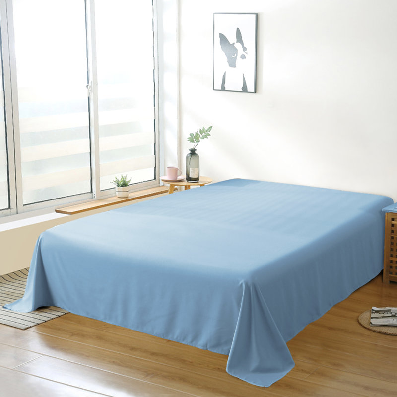 Drap plat en microfibre , Bleu ciel, Drap plat de taille double