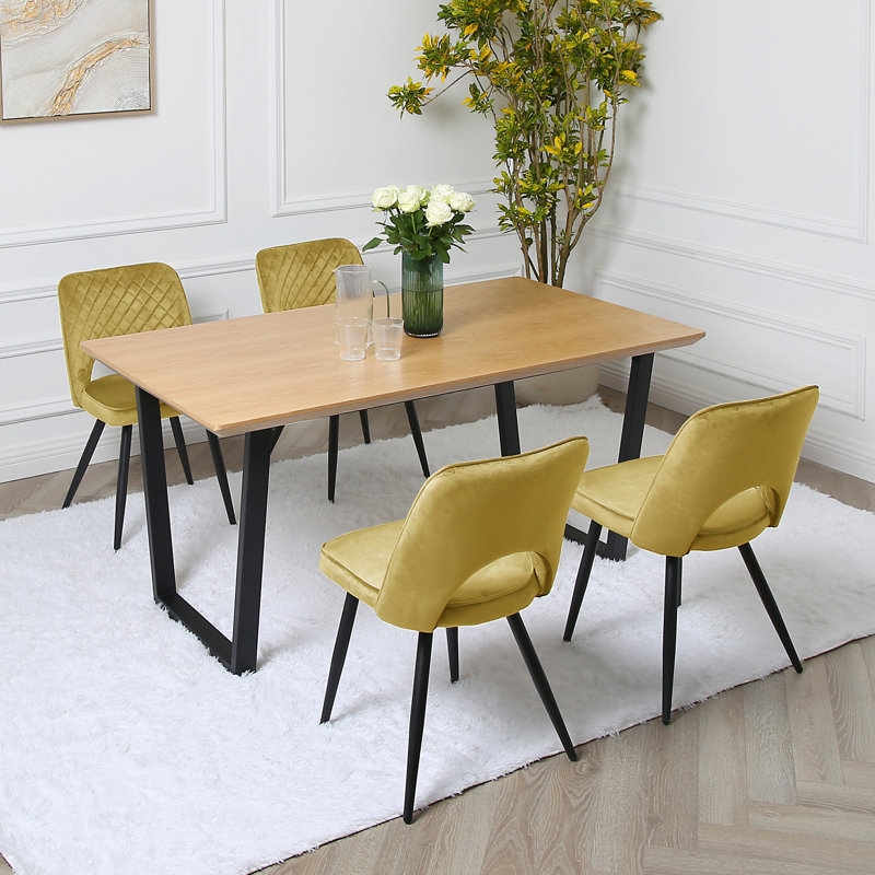 Asfand 4 - Person Dining Set, Olive Yellow
