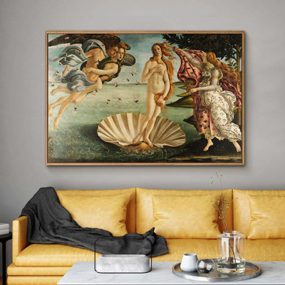 Famous Artwork " IDEA4WALL Framed Canvas Print Wall Art Botticelli''s The Birth Of Venus Decorative Historic Oil Painting Fine Art Traditional Scenic Colourful Ultra For Living Room, Bedroom, Office " by Sandro Botticelli