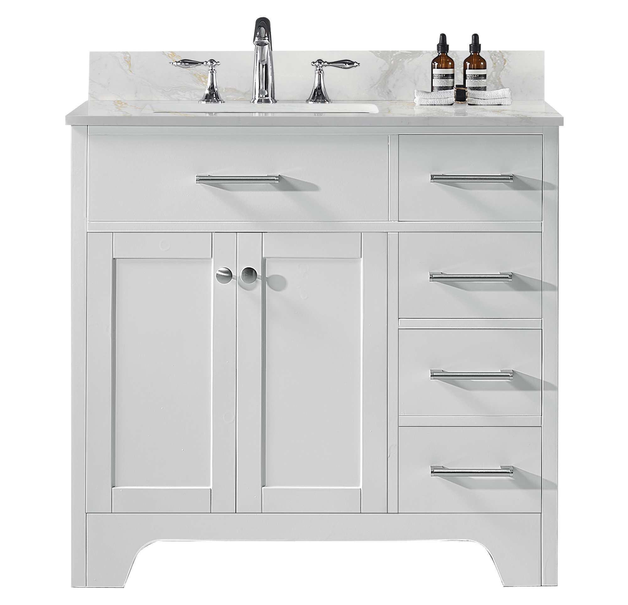 Lark Manor Claristine 36 Inch Bath Vanity in Grey with Grey Veins ...