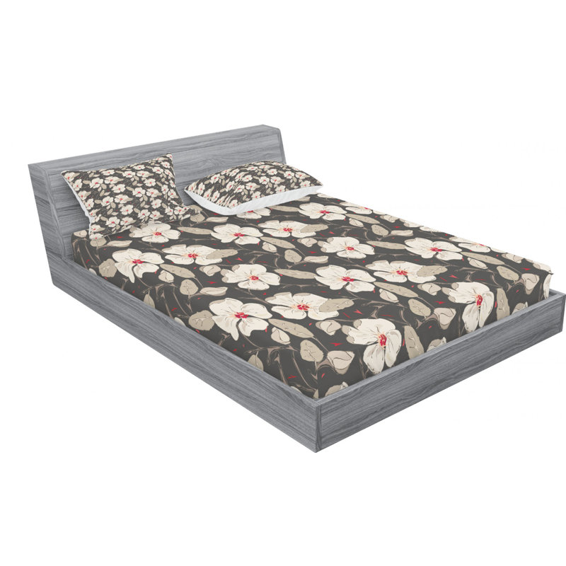Microfiber Floral Sheet Set, Queen Sheet Set + Fitted Sheet + 2 Pillowcases