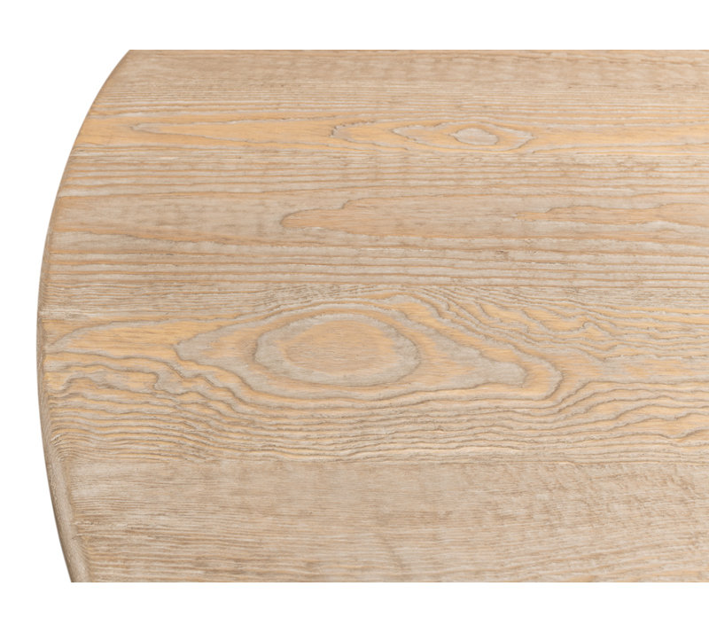 Bleached Pine and Black Round Farmhouse Pedestal Dining Table