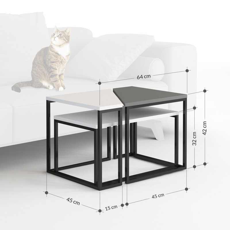 Edwinn Frame Coffee Table, White/Anthracite