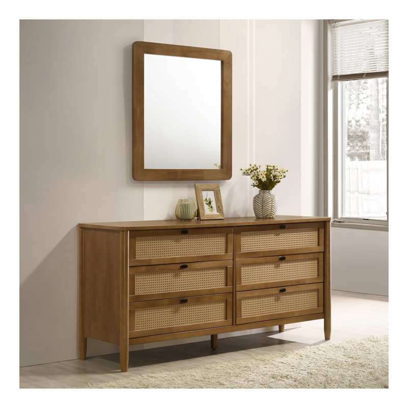 Commode 6 tiroirs avec miroir Vichy