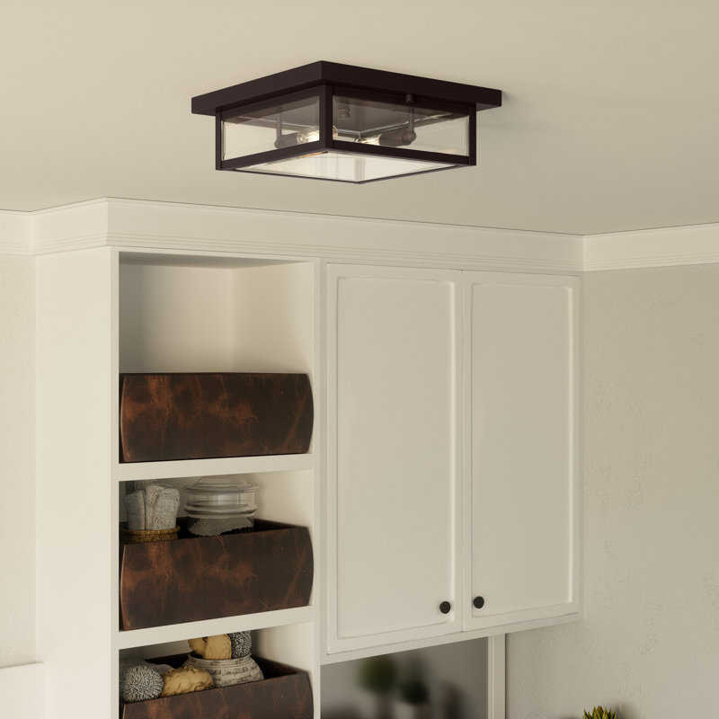 Westover 2-Light Western Bronze Flush Mount Light, Western Bronze