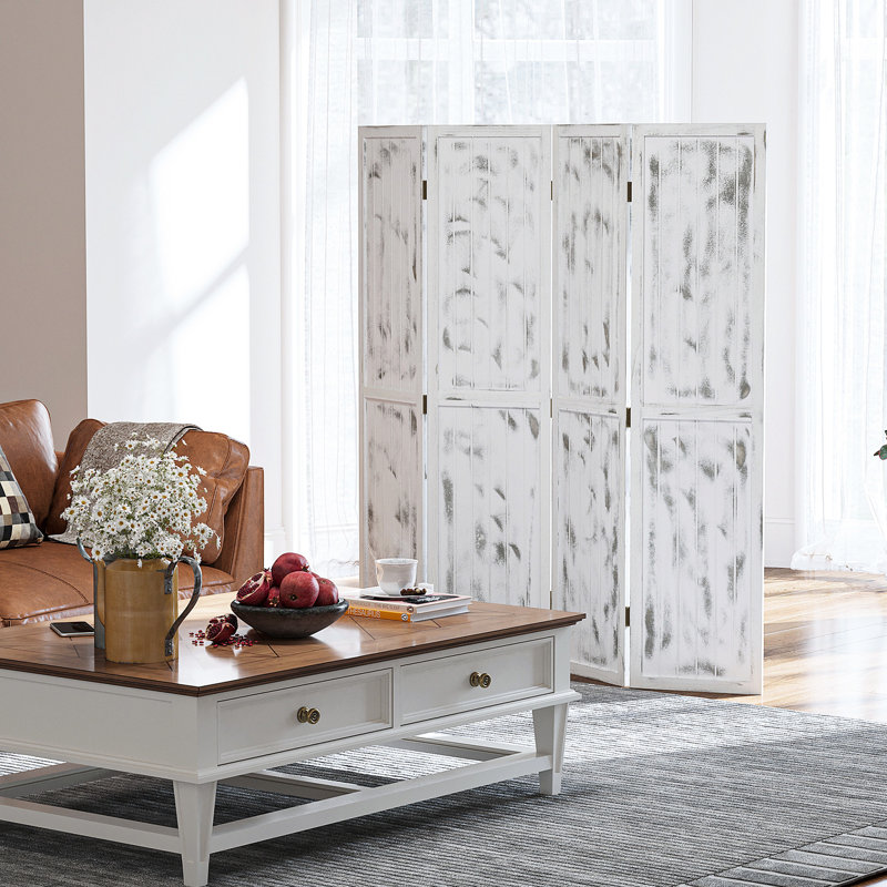 4 Panel Room Divider Folding Privacy Screen, White, Space Partition For Living Room, Bedroom, Home Office 5.5' 4 White Screen Divider,