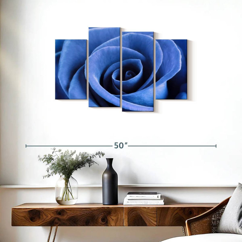 Harnek Denim Blue Rose, 22" H x 36" W