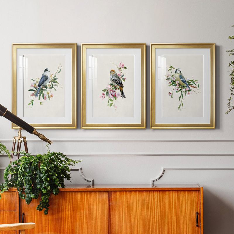 " Spring Song Blue Bird ", Gold, 24.5" H x 18.5" W x 1" D
