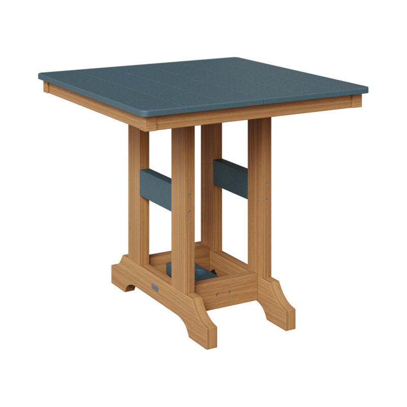 Garden Classic Outdoor Square Dining Table, Slate, Natural Teak