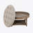 Round Tufted Upholstered Fabric Ottoman