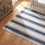 Blue Awning Stripe Machine Printed Washable Rug-1227663946