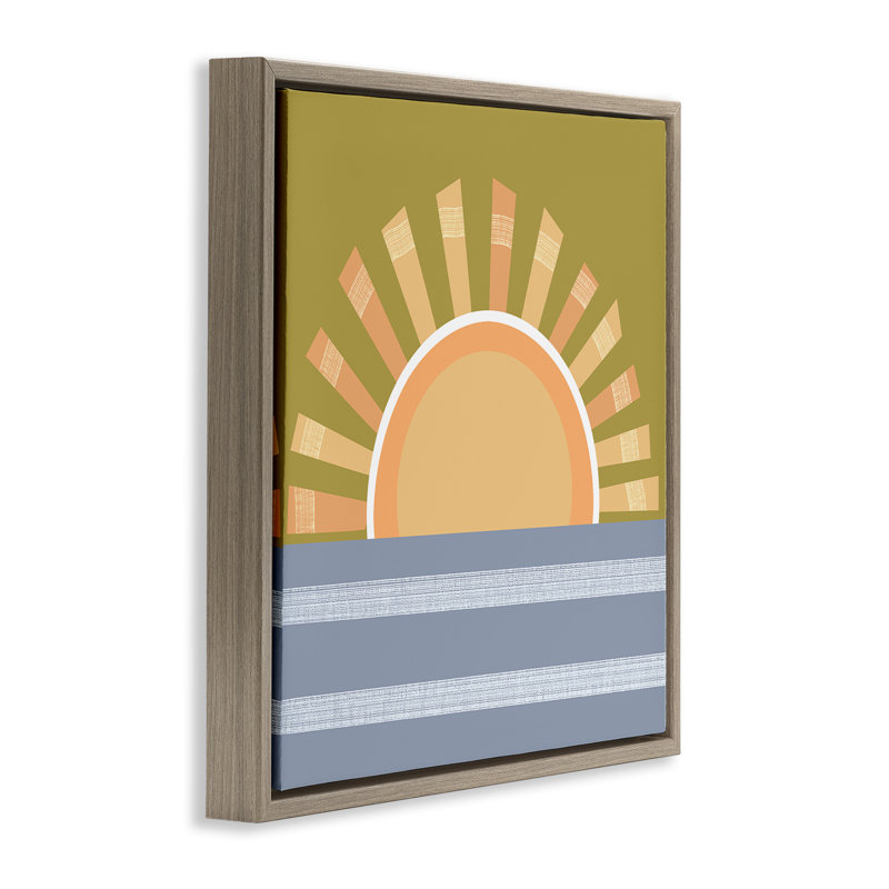 «Rising Sun Over Ocean» par Tina Finn, Cadre flottant orme Montalcino, H 25 po x l 25 po