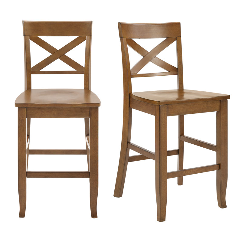 Tabouret de bar à hauteur de comptoir en bois massif, Noyer