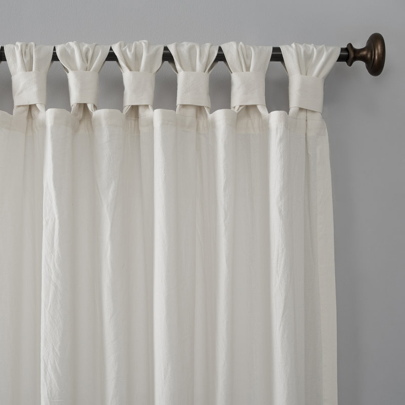 Archaeo Sarro Washed Cotton Semi-Sheer Tab Top Curtain Panel, 52" W x 95" L, Ivory