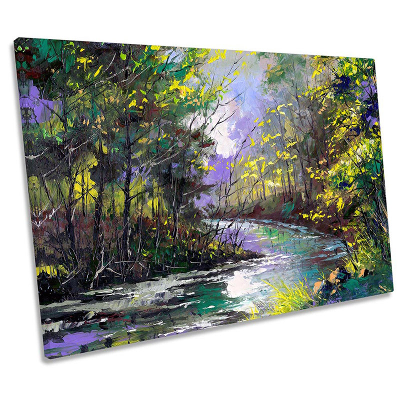 Green Forest River Landscape - Wrapped Canvas Print, 30.5cm H x 45.7cm W x 2cm D