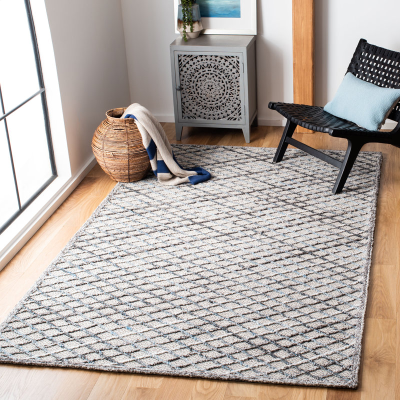 Tapis gris touffeté à la main Goodell, Rectangle 4 pi x 6 pi