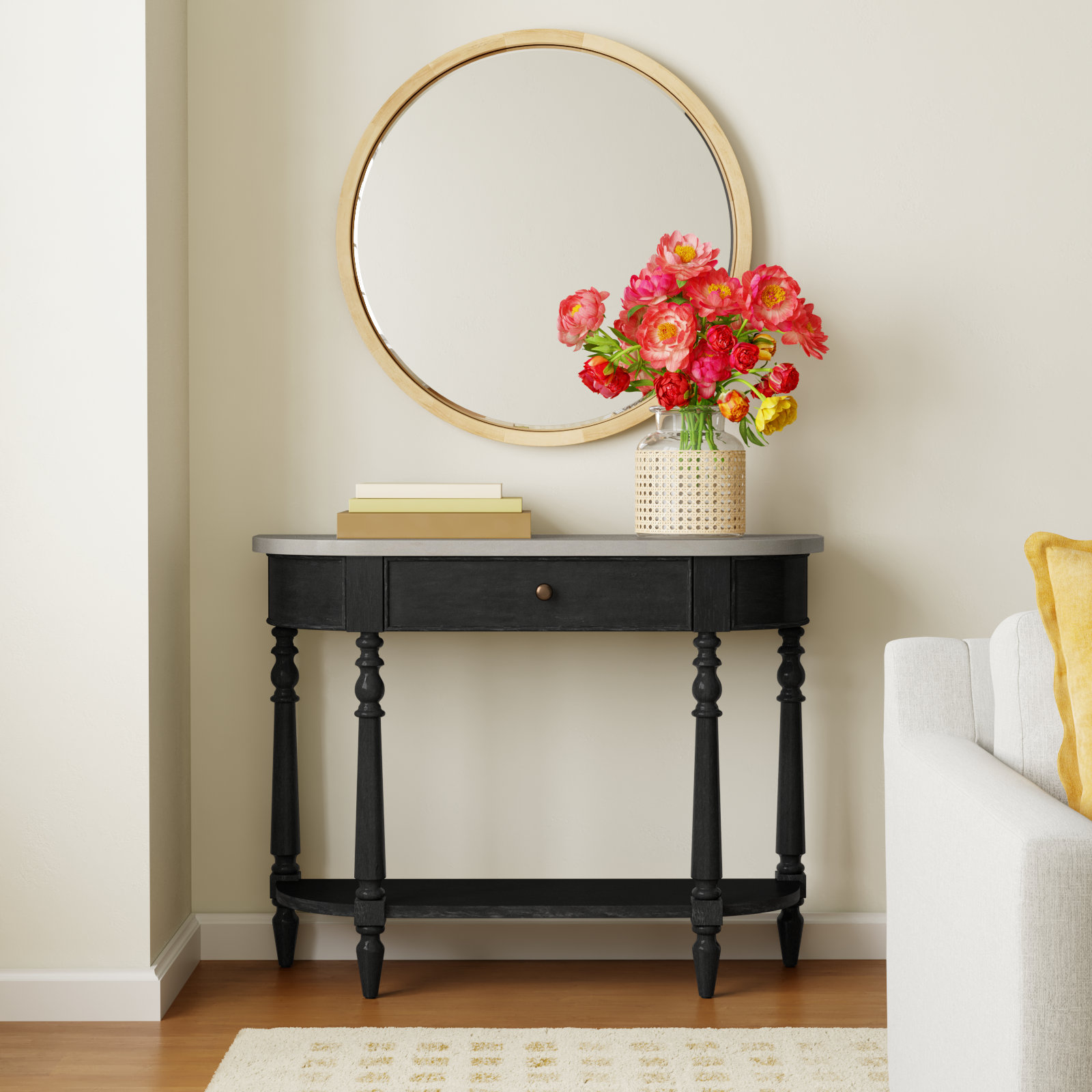 Aberdale 40'' Console Table with Marble Top, Black