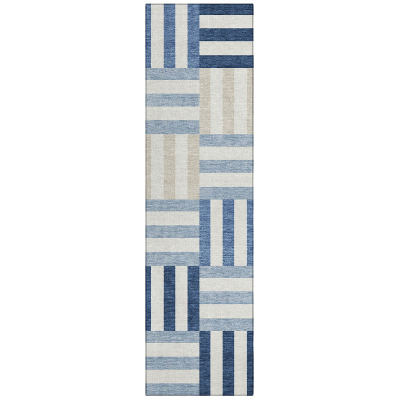Machine Washable Indoor/Outdoor Aten ACN2332 Geometric Rug, Runner 2'3" x 7'6"