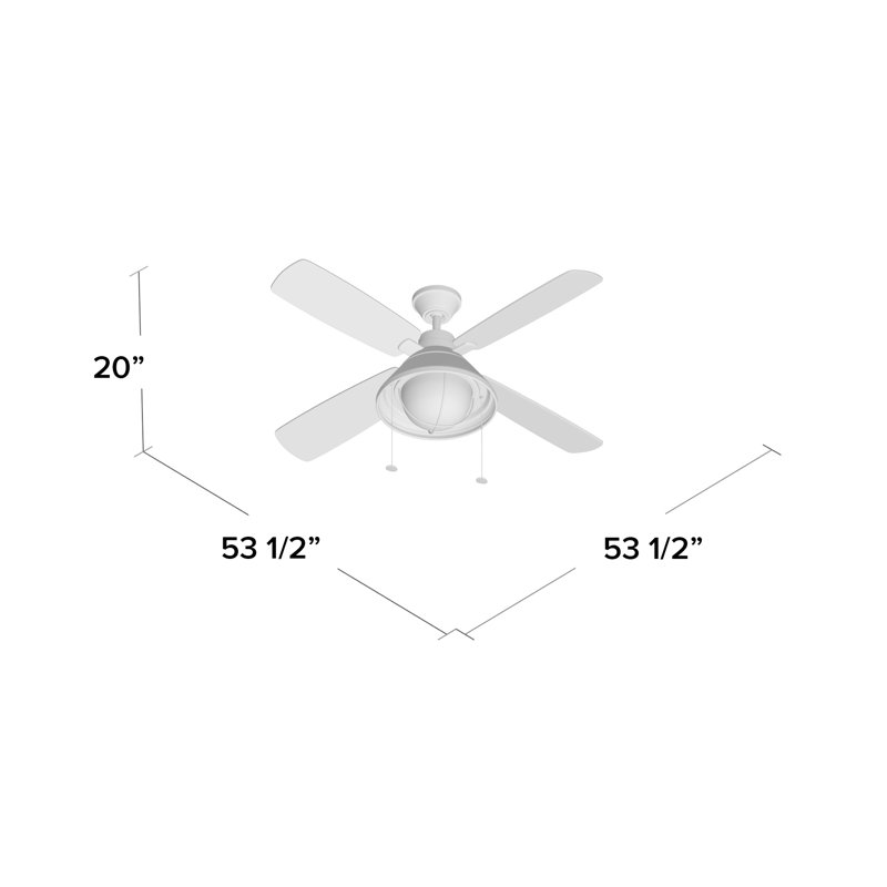 Seaside 53.5'' Ceiling Fan with LED Lights, Weathered Zinc with Weathered White Blades