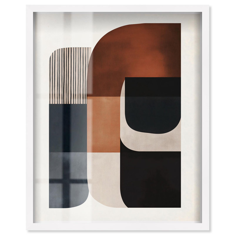 «Intersecting Arcs I Shadowbox Print Midcentury Art» par Art Remedy, H 46 po x l 37 po, Blanc