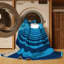 Tapis rayé bleu lavable à la machine Hubbard-868922672