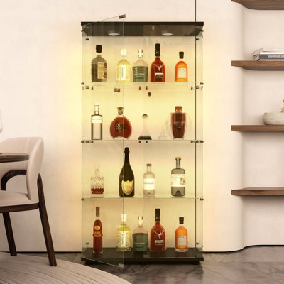 Tempered Glass Display Cabinet,Wine Cabinet,Storage Cabinet,File Cabinet,With A Variety Of Colors Of Pat Lights,Door Locks,Adjustable Floor Feet Suitable For Uneven Ground,Can Be Placed Anywhere