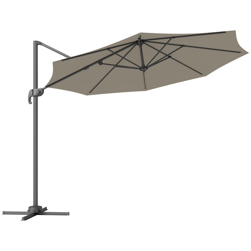 Outsunny 3 x 3(m) Cantilever Parasol Garden Umbrella with Cross Base, Light Grey