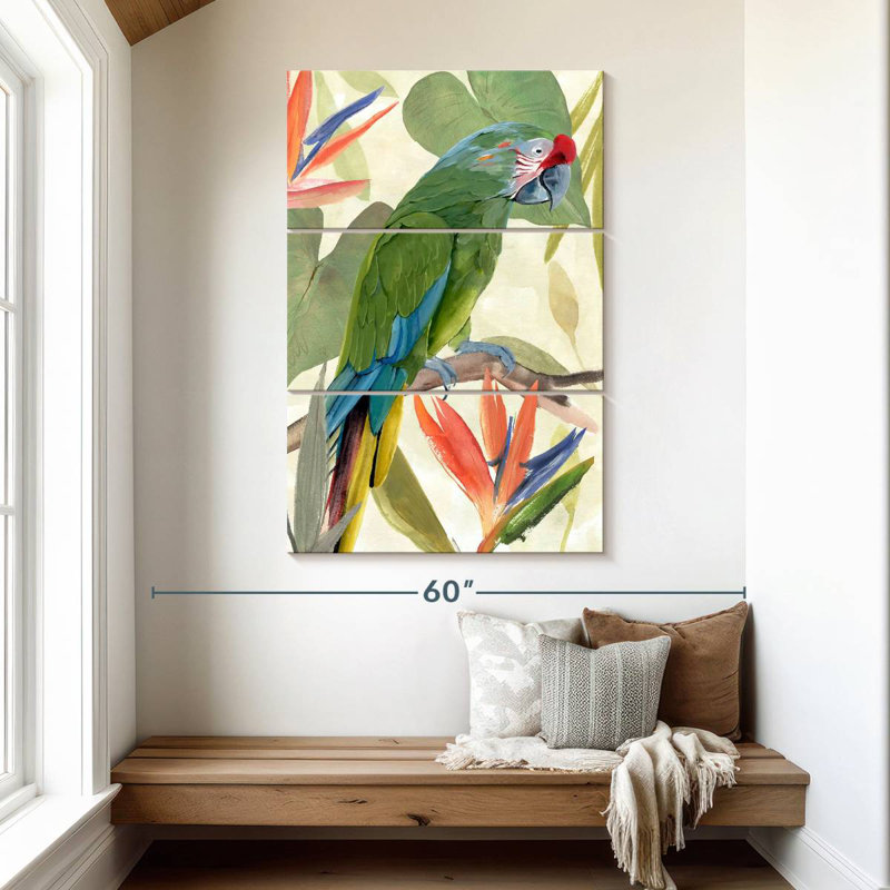 Composition de perroquet tropical Brampt I, H 50 po x l 32 po