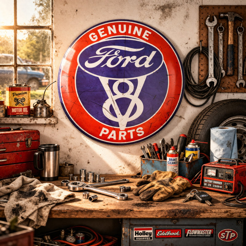 Mancave Round Transportation Wall Decor on Metal