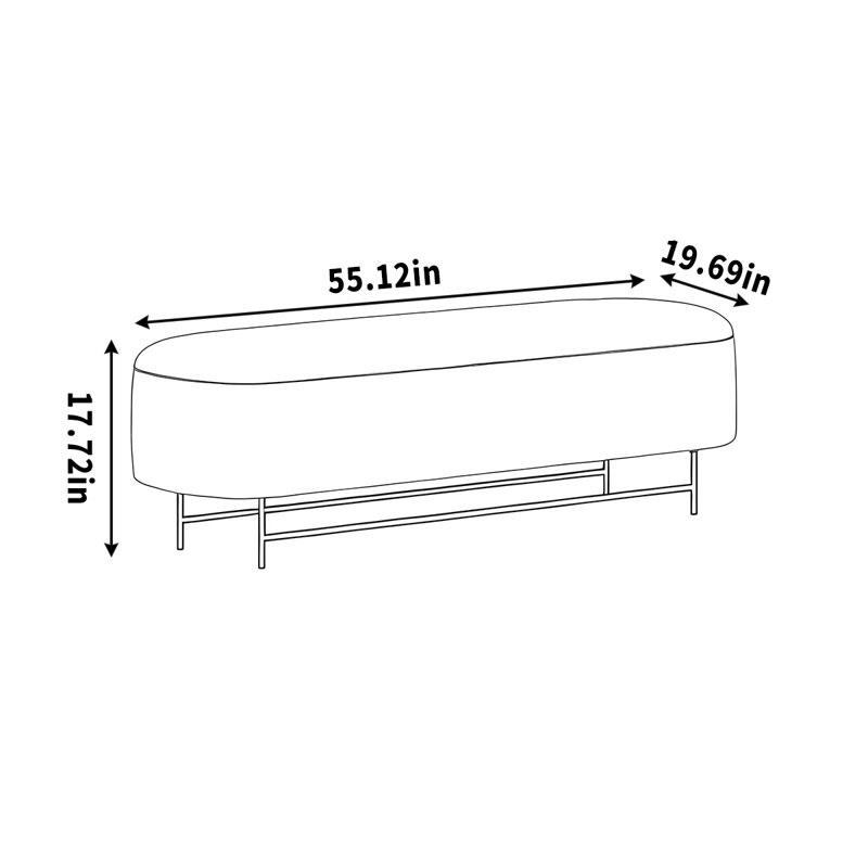 Repose-pieds simple en métal, H 17,72 po x l 55,12 po x P 19,69 po