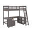 Lit mezzanine double avec bureau en U, tiroirs et tablettes-267485284