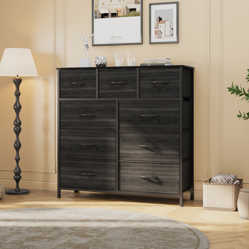 Commode 9 tiroirs Hurd, Noir anthracite