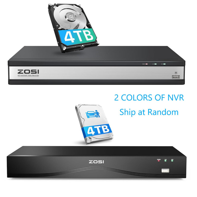 Caméra de sécurité 4K 16CH avec vue à 360 ° PoE Système de caméra vidéo 4 To HDD, 8MP Caméra PoE avec détection de véhicule