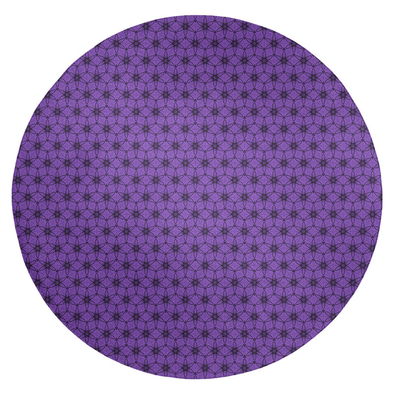 Tapis de cercle mauve orné de cercles, Rond 5 pi