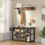 Moumen 19.7'' H×35.1'' W Entryway Organizer - Modern Wood & Iron Storage with Bench, Hooks & Shoe Cubbies-985439837