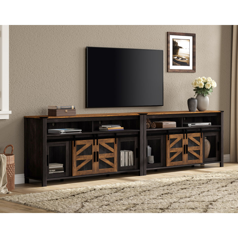 Meuble télé 118 po Cainin, Noir antique / brun