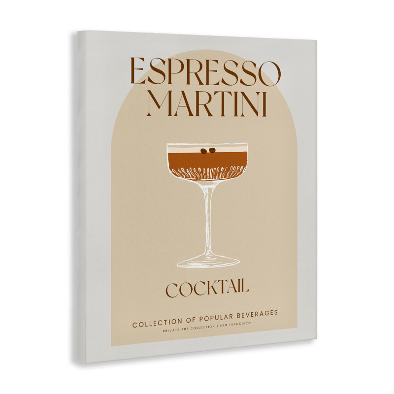 Élégante toile rétro Martini espresso, design par Lil 'Rue, H 20 po x l 16 po