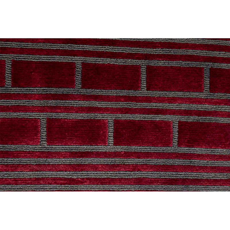 Wool Geometric Area Rug in Red